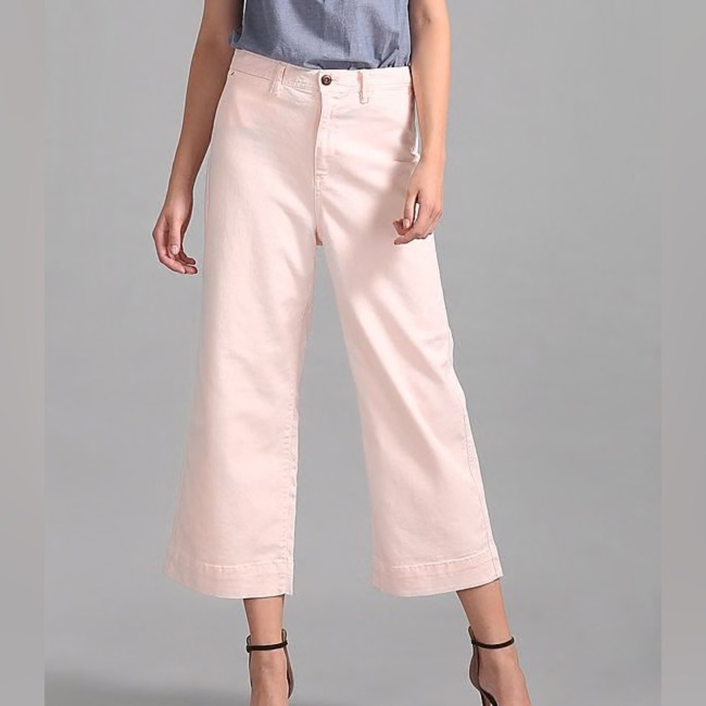Gap high rise light pink wide leg chino crop flare pants